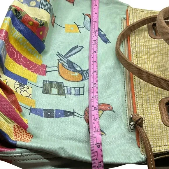 Fossil Womens Key Per Bird City ZB457 Coated Canvas Shoulder Handbag Purse - Picture 10 of 16